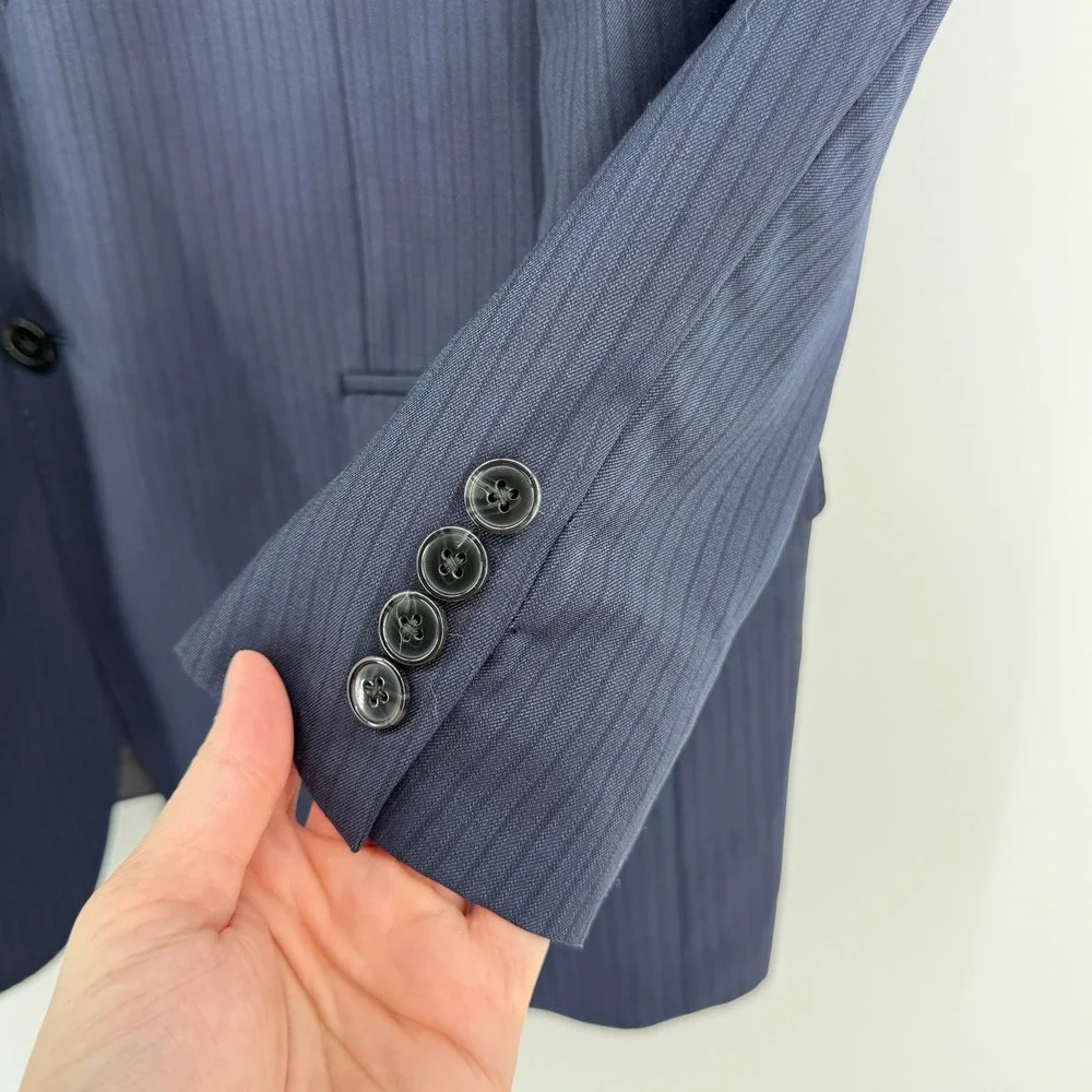 Saks Fifth Avenue Ermenegildo Zegna Navy Blue Pinstripe‎ Wool Suit Jacket 44R